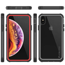 Load image into Gallery viewer, PunkCase iPhone XS Max Case, [Spartan Series] Clear Rugged Heavy Duty Cover W/Built in Screen Protector [Red] (Color in image: clear)
