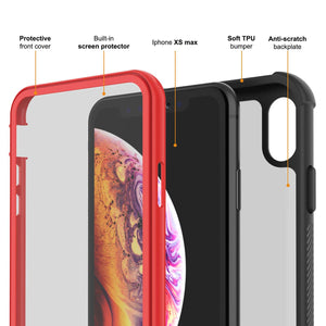 PunkCase iPhone XS Max Case, [Spartan Series] Clear Rugged Heavy Duty Cover W/Built in Screen Protector [Red] (Color in image: light green)