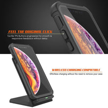 Cargar imagen en el visor de la galería, PunkCase iPhone XS Case, [Spartan Series] Clear Rugged Heavy Duty Cover W/Built in Screen Protector [Black] (Color in image: light blue)
