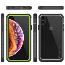 Cargar imagen en el visor de la galería, PunkCase iPhone XS Case, [Spartan Series] Clear Rugged Heavy Duty Cover W/Built in Screen Protector [Light-Green] (Color in image: clear)
