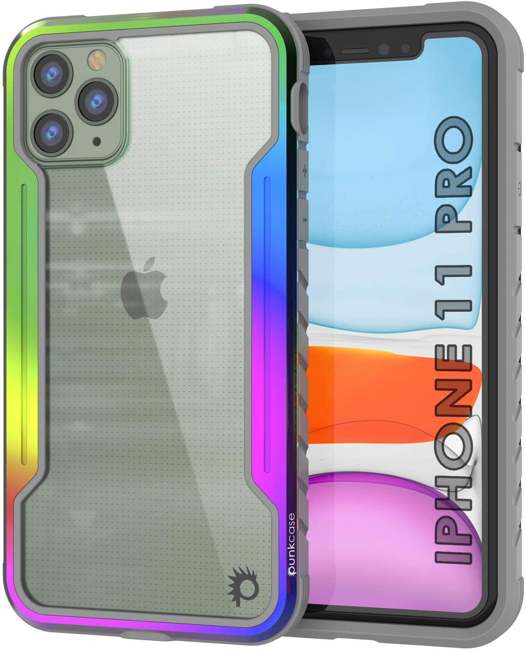 Punkcase iPhone 11 Pro ravenger Case Protective Military Grade Multilayer Cover [Rainbow] (Color in image: Rainbow)