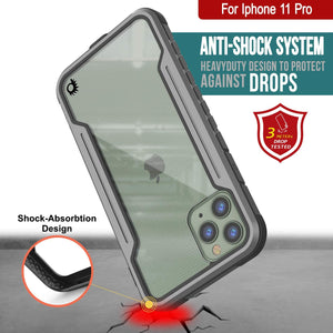 Punkcase iPhone 11 Pro ravenger Case Protective Military Grade Multilayer Cover [Grey-Black] (Color in image: Grey)