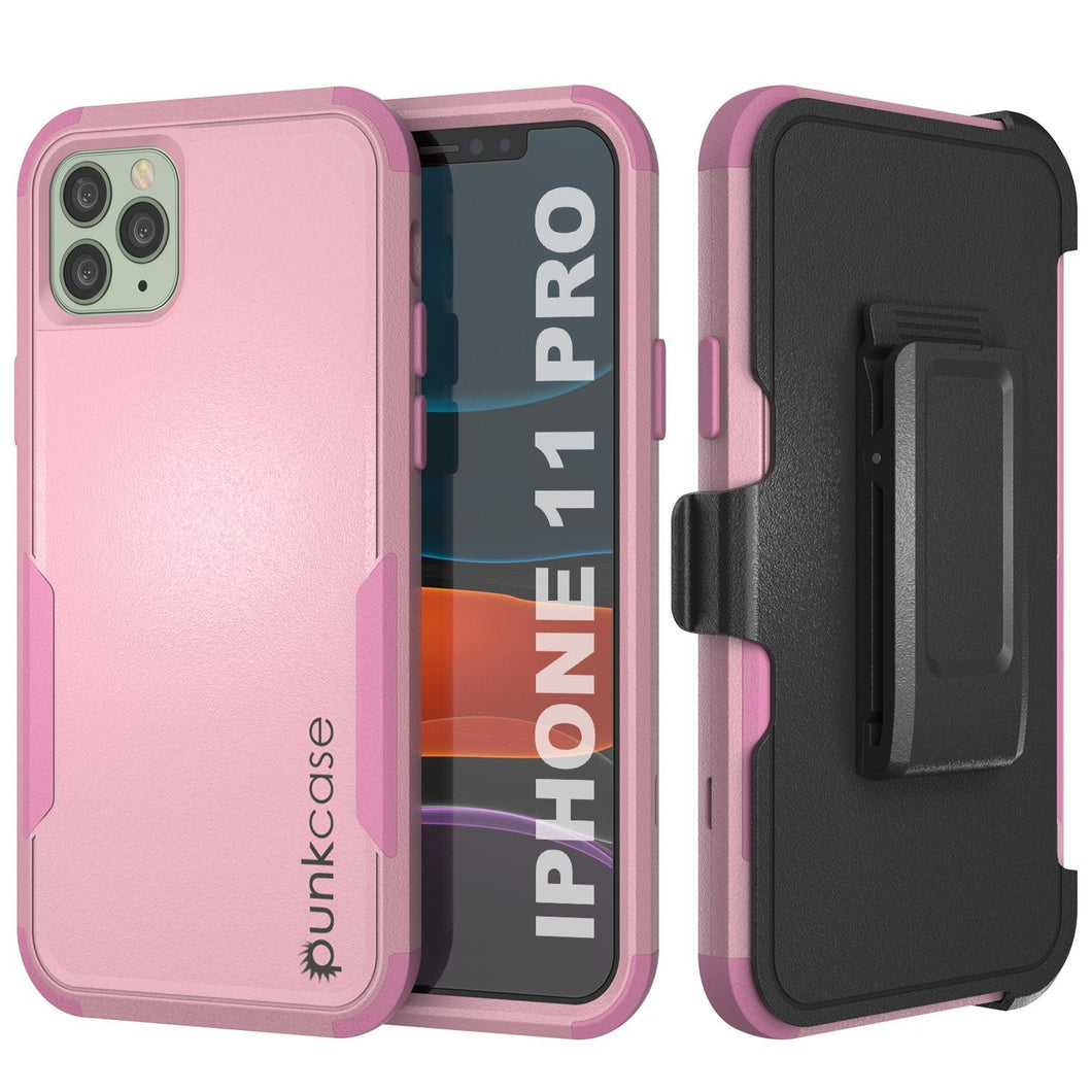 Punkcase for iPhone 11 Pro Belt Clip Multilayer Holster Case [Patron Series] [Pink] (Color in image: Pink)