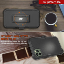 Cargar imagen en el visor de la galería, Punkcase for iPhone 11 Pro Belt Clip Multilayer Holster Case [Patron Series] [Black] 
