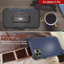 Cargar imagen en el visor de la galería, Punkcase for iPhone 11 Pro Belt Clip Multilayer Holster Case [Patron Series] [Navy] 
