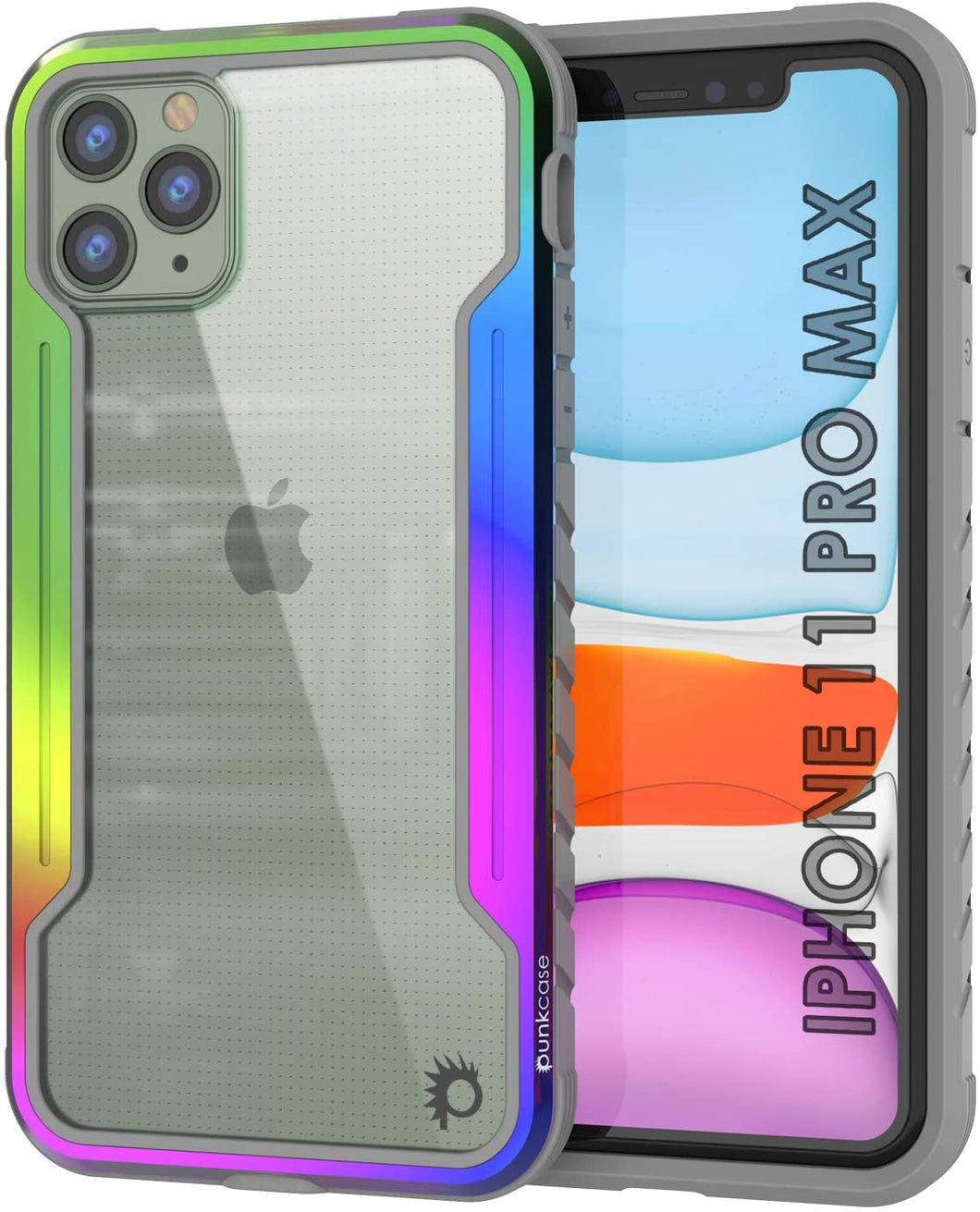 Punkcase iPhone 11 Pro Max ravenger Case Protective Military Grade Multilayer Cover [Rainbow] (Color in image: Rainbow)