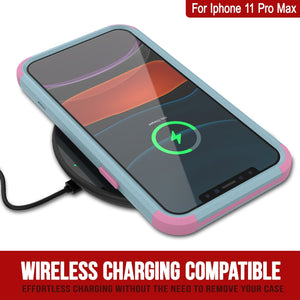Punkcase for iPhone 11 Pro Max Belt Clip Multilayer Holster Case [Patron Series] [Mint-Pink] 