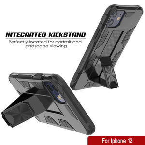 Punkcase iPhone 12 Case [ArmorShield Series] Military Style Protective Dual Layer Case Black (Color in image: Silver)