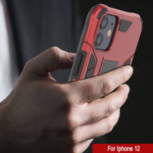 Cargar imagen en el visor de la galería, Punkcase iPhone 12 Case [ArmorShield Series] Military Style Protective Dual Layer Case Red (Color in image: Silver)

