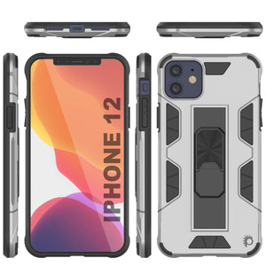 Punkcase iPhone 12 Case [ArmorShield Series] Military Style Protective Dual Layer Case Silver 
