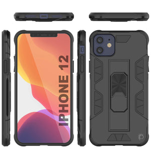 Punkcase iPhone 12 Case [ArmorShield Series] Military Style Protective Dual Layer Case Black 