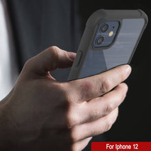 Cargar imagen en el visor de la galería, PunkCase iPhone 12 Case, [Spartan Series] Clear Rugged Heavy Duty Cover W/Built in Screen Protector [Black] (Color in image: white)
