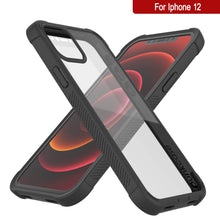 Cargar imagen en el visor de la galería, PunkCase iPhone 12 Case, [Spartan Series] Clear Rugged Heavy Duty Cover W/Built in Screen Protector [Black] 
