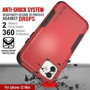 Punkcase for iPhone 12 Mini Belt Clip Multilayer Holster Case [Patron Series] [Red-Black] (Color in image: Pink)