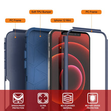Cargar imagen en el visor de la galería, Punkcase for iPhone 12 Mini Belt Clip Multilayer Holster Case [Patron Series] [Navy] (Color in image: Mint)
