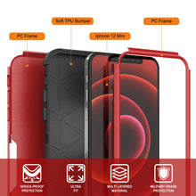 Cargar imagen en el visor de la galería, Punkcase for iPhone 12 Mini Belt Clip Multilayer Holster Case [Patron Series] [Red-Black] (Color in image: Navy)
