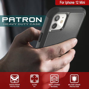 Punkcase for iPhone 12 Mini Belt Clip Multilayer Holster Case [Patron Series] [Black] (Color in image: Red-Black)