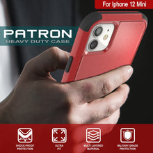 Cargar imagen en el visor de la galería, Punkcase for iPhone 12 Mini Belt Clip Multilayer Holster Case [Patron Series] [Red-Black] (Color in image: Black)

