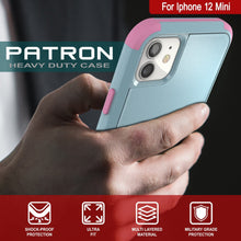 Cargar imagen en el visor de la galería, Punkcase for iPhone 12 Mini Belt Clip Multilayer Holster Case [Patron Series] [Mint-Pink] (Color in image: Red-Black)
