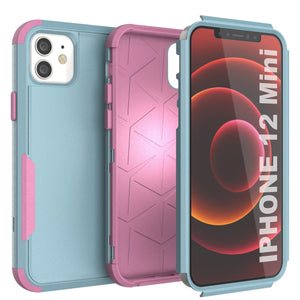 Punkcase for iPhone 12 Mini Belt Clip Multilayer Holster Case [Patron Series] [Mint-Pink] 