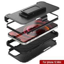 Cargar imagen en el visor de la galería, Punkcase for iPhone 12 Mini Belt Clip Multilayer Holster Case [Patron Series] [Black] 

