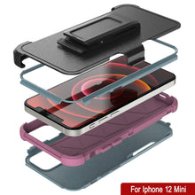 Cargar imagen en el visor de la galería, Punkcase for iPhone 12 Mini Belt Clip Multilayer Holster Case [Patron Series] [Mint-Pink] 
