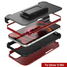 Cargar imagen en el visor de la galería, Punkcase for iPhone 12 Mini Belt Clip Multilayer Holster Case [Patron Series] [Red-Black] 
