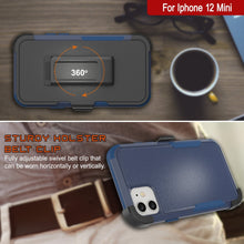 Cargar imagen en el visor de la galería, Punkcase for iPhone 12 Mini Belt Clip Multilayer Holster Case [Patron Series] [Navy] 
