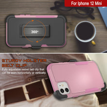 Cargar imagen en el visor de la galería, Punkcase for iPhone 12 Mini Belt Clip Multilayer Holster Case [Patron Series] [Pink] 
