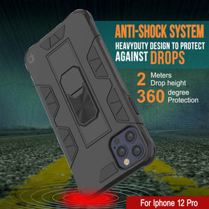 Punkcase iPhone 12 Pro Case [ArmorShield Series] Military Style Protective Dual Layer Case Black (Color in image: Gold)