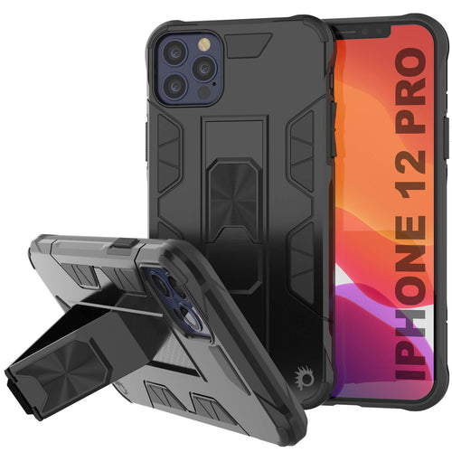 Punkcase iPhone 12 Pro Case [ArmorShield Series] Military Style Protective Dual Layer Case Black (Color in image: black)