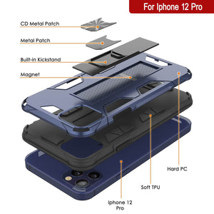 Punkcase iPhone 12 Pro Case [ArmorShield Series] Military Style Protective Dual Layer Case Navy-Blue (Color in image: Gold)