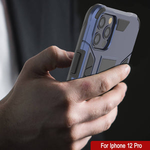 Punkcase iPhone 12 Pro Case [ArmorShield Series] Military Style Protective Dual Layer Case Navy-Blue (Color in image: red)