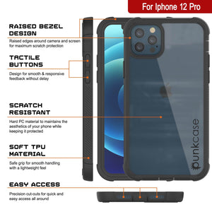 PunkCase iPhone 12 Pro Case, [Spartan Series] Clear Rugged Heavy Duty Cover W/Built in Screen Protector [Black] (Color in image: purple)