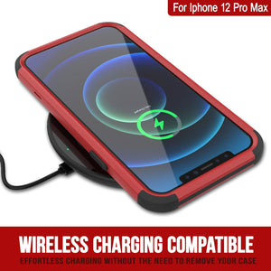 Punkcase for iPhone 12 Pro Max Belt Clip Multilayer Holster Case [Patron Series] [Red-Black] 