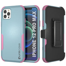 Cargar imagen en el visor de la galería, Punkcase for iPhone 12 Pro Max Belt Clip Multilayer Holster Case [Patron Series] [Mint-Pink] (Color in image: Mint-Pink)
