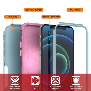 Punkcase for iPhone 12 Pro Max Belt Clip Multilayer Holster Case [Patron Series] [Mint-Pink] (Color in image: Black)