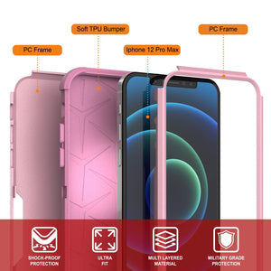 Punkcase for iPhone 12 Pro Max Belt Clip Multilayer Holster Case [Patron Series] [Pink] (Color in image: Mint-Pink)