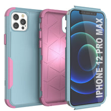 Cargar imagen en el visor de la galería, Punkcase for iPhone 12 Pro Max Belt Clip Multilayer Holster Case [Patron Series] [Mint-Pink] 
