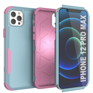 Punkcase for iPhone 12 Pro Max Belt Clip Multilayer Holster Case [Patron Series] [Mint-Pink] 