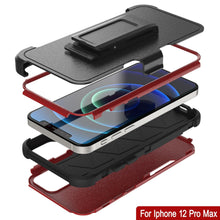 Load image into Gallery viewer, Punkcase for iPhone 12 Pro Max Belt Clip Multilayer Holster Case [Patron Series] [Red-Black] 
