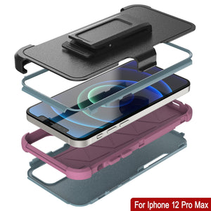Punkcase for iPhone 12 Pro Max Belt Clip Multilayer Holster Case [Patron Series] [Mint-Pink] 