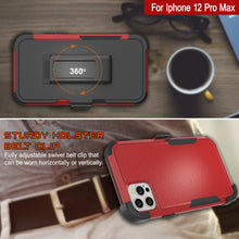 Load image into Gallery viewer, Punkcase for iPhone 12 Pro Max Belt Clip Multilayer Holster Case [Patron Series] [Red-Black] 
