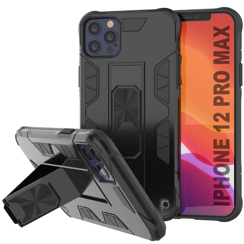 Punkcase iPhone 12 Pro Max Case [ArmorShield Series] Military Style Protective Dual Layer Case Black (Color in image: black)