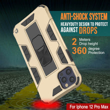 Cargar imagen en el visor de la galería, Punkcase iPhone 12 Pro Max Case [ArmorShield Series] Military Style Protective Dual Layer Case Gold (Color in image: black)
