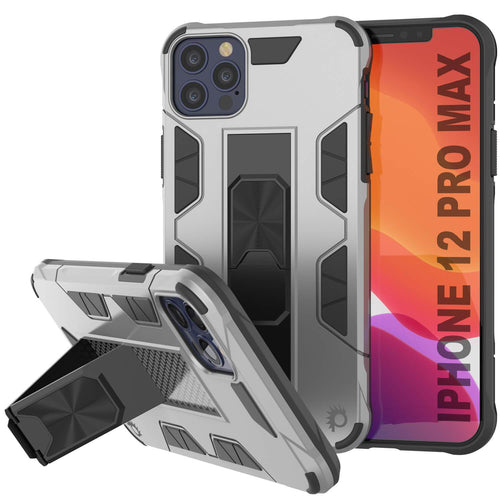 Punkcase iPhone 12 Pro Max Case [ArmorShield Series] Military Style Protective Dual Layer Case Silver (Color in image: Silver)