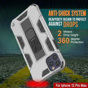 Punkcase iPhone 12 Pro Max Case [ArmorShield Series] Military Style Protective Dual Layer Case Silver (Color in image: black)