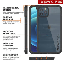 Cargar imagen en el visor de la galería, PunkCase iPhone 12 Pro Max Case, [Spartan Series] Clear Rugged Heavy Duty Cover W/Built in Screen Protector [Black] (Color in image: purple)
