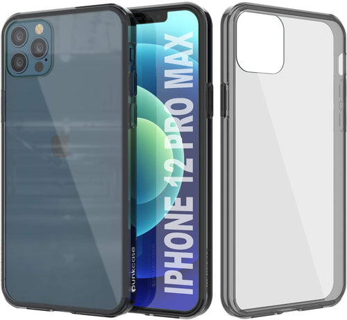 iPhone 12 Pro Max Case Punkcase® LUCID 2.0 Crystal Black Series w/ PUNK SHIELD Screen Protector | Ultra Fit (Color in image: crystal black)