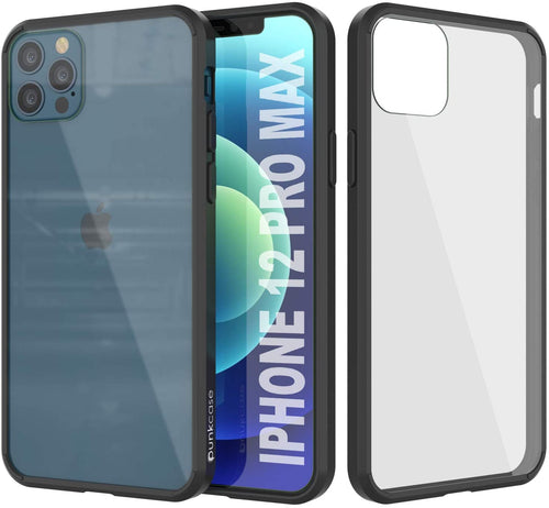 iPhone 12 Pro Max Case Punkcase® LUCID 2.0 Black Series w/ PUNK SHIELD Screen Protector | Ultra Fit (Color in image: black)